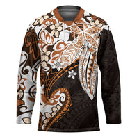 Monstera Plumeria Flowers Orange Hockey Jersey Polynesian Pattern LT01 Unisex Orange - Polynesian Pride