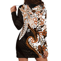 Monstera Plumeria Flowers Orange Hoodie Dress Polynesian Pattern LT01 - Polynesian Pride