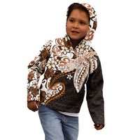 Monstera Plumeria Flowers Orange Kid Hoodie Polynesian Pattern LT01 - Polynesian Pride