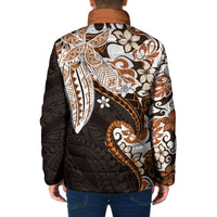 Monstera Plumeria Flowers Orange Padded Jacket Polynesian Pattern LT01 - Polynesian Pride