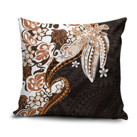 Monstera Plumeria Flowers Orange Pillow Cover Polynesian Pattern