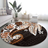 Monstera Plumeria Flowers Orange Round Carpet Polynesian Pattern LT01 - Polynesian Pride