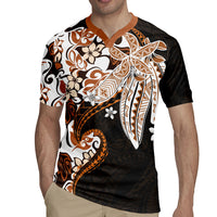 Monstera Plumeria Flowers Orange Rugby Jersey Polynesian Pattern LT01 - Polynesian Pride
