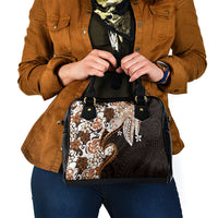 Monstera Plumeria Flowers Orange Shoulder Handbag Polynesian Pattern LT01 - Polynesian Pride