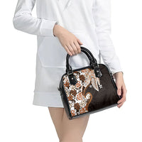 Monstera Plumeria Flowers Orange Shoulder Handbag Polynesian Pattern LT01 - Polynesian Pride