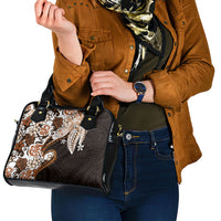 Monstera Plumeria Flowers Orange Shoulder Handbag Polynesian Pattern LT01 - Polynesian Pride