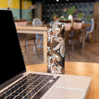 Monstera Plumeria Flowers Orange Skinny Tumbler Polynesian Pattern LT01 - Polynesian Pride