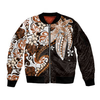 Monstera Plumeria Flowers Orange Sleeve Zip Bomber Jacket Polynesian Pattern LT01 Unisex Orange - Polynesian Pride