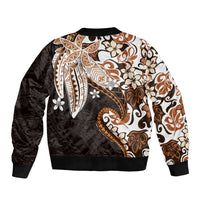 Monstera Plumeria Flowers Orange Sleeve Zip Bomber Jacket Polynesian Pattern LT01 - Polynesian Pride