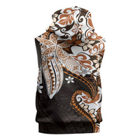 Monstera Plumeria Flowers Orange Sleeveless Zip Hoodie Polynesian Pattern LT01 - Polynesian Pride