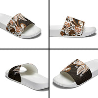 Monstera Plumeria Flowers Orange Slide Sandals Polynesian Pattern LT01 - Polynesian Pride