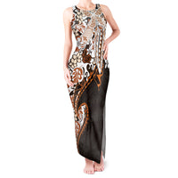 Monstera Plumeria Flowers Orange Tank Maxi Dress Polynesian Pattern LT01 Women Orange - Polynesian Pride