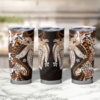 Monstera Plumeria Flowers Orange Tumbler Cup Polynesian Pattern LT01 - Polynesian Pride