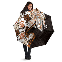 Monstera Plumeria Flowers Orange Umbrella Polynesian Pattern LT01 - Polynesian Pride