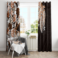 Monstera Plumeria Flowers Orange Window Curtain Polynesian Pattern LT01 - Polynesian Pride