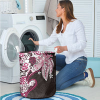 Monstera Plumeria Flowers Pink Laundry Basket Polynesian Pattern LT01 - Polynesian Pride