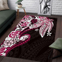 Monstera Plumeria Flowers Pink Area Rug Polynesian Pattern LT01 Pink - Polynesian Pride