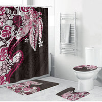 Monstera Plumeria Flowers Pink Bathroom Set Polynesian Pattern LT01 Bathroom Set (4 pcs) Pink - Polynesian Pride