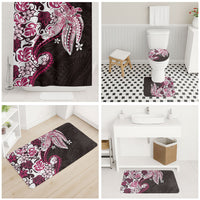 Monstera Plumeria Flowers Pink Bathroom Set Polynesian Pattern LT01 - Polynesian Pride