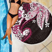 Monstera Plumeria Flowers Pink Beach Blanket Polynesian Pattern LT01 - Polynesian Pride