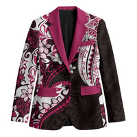 Monstera Plumeria Flowers Pink Blazer Polynesian Pattern LT01 Unisex Pink - Polynesian Pride