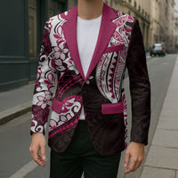 Monstera Plumeria Flowers Pink Blazer Polynesian Pattern LT01 - Polynesian Pride