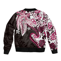 Monstera Plumeria Flowers Pink Bomber Jacket Polynesian Pattern LT01 - Polynesian Pride