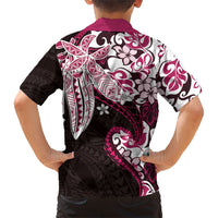 Monstera Plumeria Flowers Pink Family Matching Tank Maxi Dress and Hawaiian Shirt Polynesian Pattern
