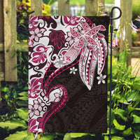 Monstera Plumeria Flowers Pink Garden Flag Polynesian Pattern LT01 Garden Flag Pink - Polynesian Pride