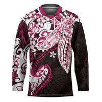 Monstera Plumeria Flowers Pink Hockey Jersey Polynesian Pattern LT01 Unisex Pink - Polynesian Pride