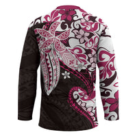 Monstera Plumeria Flowers Pink Hockey Jersey Polynesian Pattern LT01 - Polynesian Pride