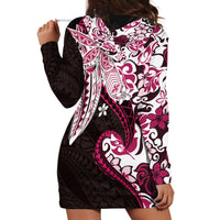 Monstera Plumeria Flowers Pink Hoodie Dress Polynesian Pattern LT01 - Polynesian Pride