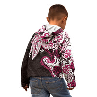 Monstera Plumeria Flowers Pink Kid Hoodie Polynesian Pattern LT01 - Polynesian Pride