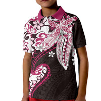Monstera Plumeria Flowers Pink Kid Polo Shirt Polynesian Pattern LT01 Kid Pink - Polynesian Pride