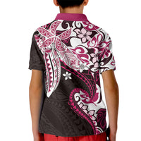 Monstera Plumeria Flowers Pink Kid Polo Shirt Polynesian Pattern LT01 - Polynesian Pride