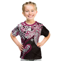 Monstera Plumeria Flowers Pink Kid T Shirt Polynesian Pattern LT01 Pink - Polynesian Pride