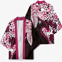 Monstera Plumeria Flowers Pink Kimono Polynesian Pattern LT01 - Polynesian Pride