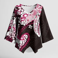 Monstera Plumeria Flowers Pink Kimono Sleeve Blouse Polynesian Pattern LT01 Female Pink - Polynesian Pride
