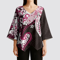 Monstera Plumeria Flowers Pink Kimono Sleeve Blouse Polynesian Pattern LT01 - Polynesian Pride