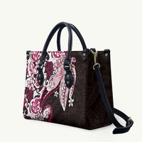 Monstera Plumeria Flowers Pink Leather Bag Polynesian Pattern LT01 Pink - Polynesian Pride