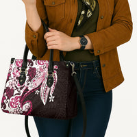 Monstera Plumeria Flowers Pink Leather Bag Polynesian Pattern LT01 - Polynesian Pride
