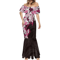 Monstera Plumeria Flowers Pink Mermaid Dress Polynesian Pattern LT01 - Polynesian Pride