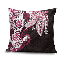 Monstera Plumeria Flowers Pink Pillow Cover Polynesian Pattern