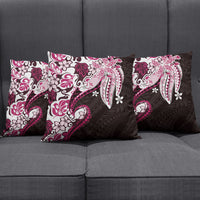 Monstera Plumeria Flowers Pink Pillow Cover Polynesian Pattern