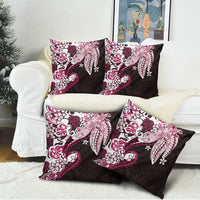 Monstera Plumeria Flowers Pink Pillow Cover Polynesian Pattern