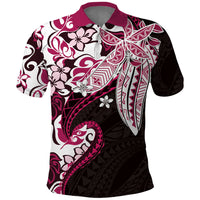 Monstera Plumeria Flowers Pink Polo Shirt Polynesian Pattern LT01 Pink - Polynesian Pride