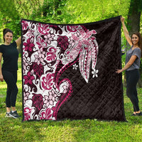 Monstera Plumeria Flowers Pink Quilt Polynesian Pattern LT01 - Polynesian Pride