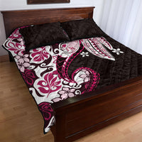 Monstera Plumeria Flowers Pink Quilt Bed Set Polynesian Pattern LT01 - Polynesian Pride