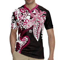 Monstera Plumeria Flowers Pink Rugby Jersey Polynesian Pattern LT01 - Polynesian Pride