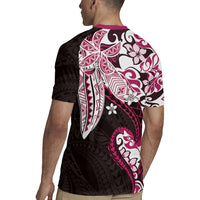 Monstera Plumeria Flowers Pink Rugby Jersey Polynesian Pattern LT01 - Polynesian Pride